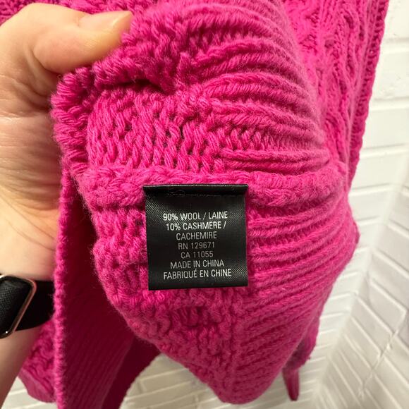 360 Cashmere NWT Anna Sweater Cable Knit Chunky Wool Blend Magenta Pink Sz Sml - Picture 10 of 14